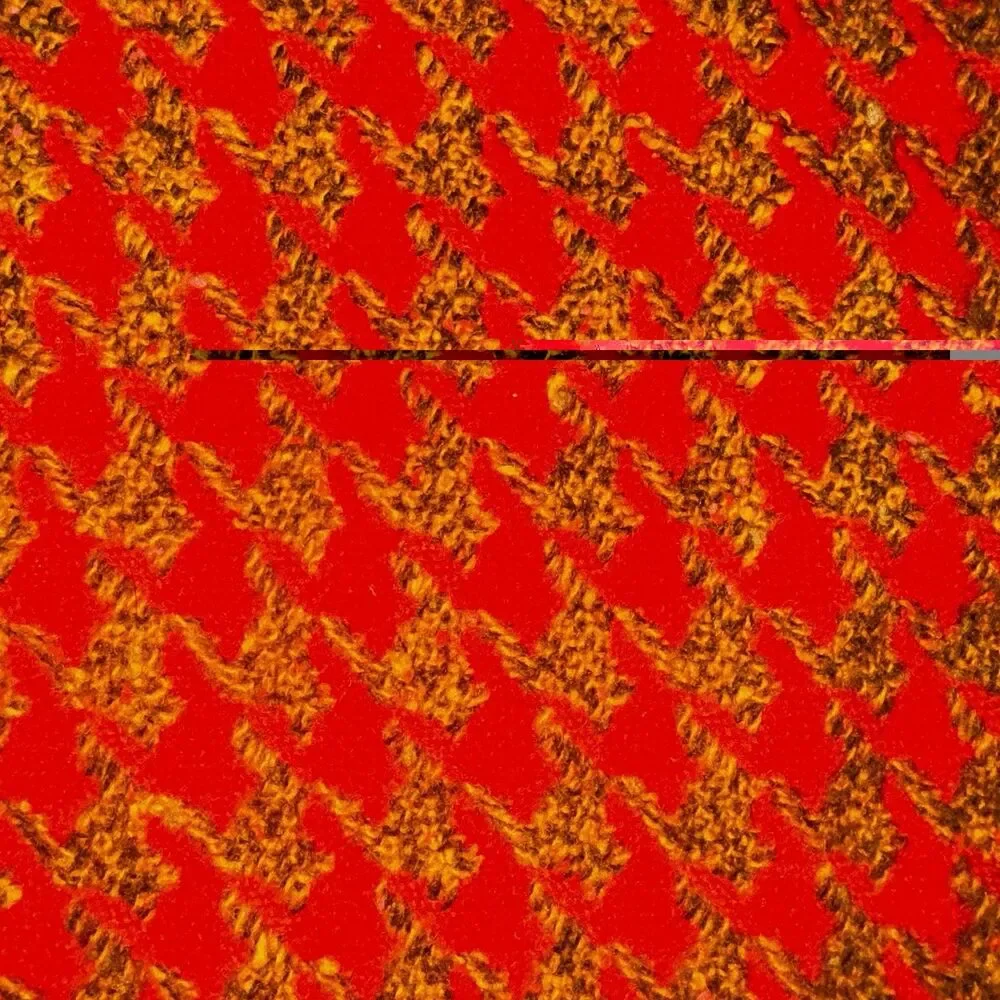 Vintage 60s 70s Pendleton Wool Houndstooth Fringed Throw Blanket Orange 53 x 62